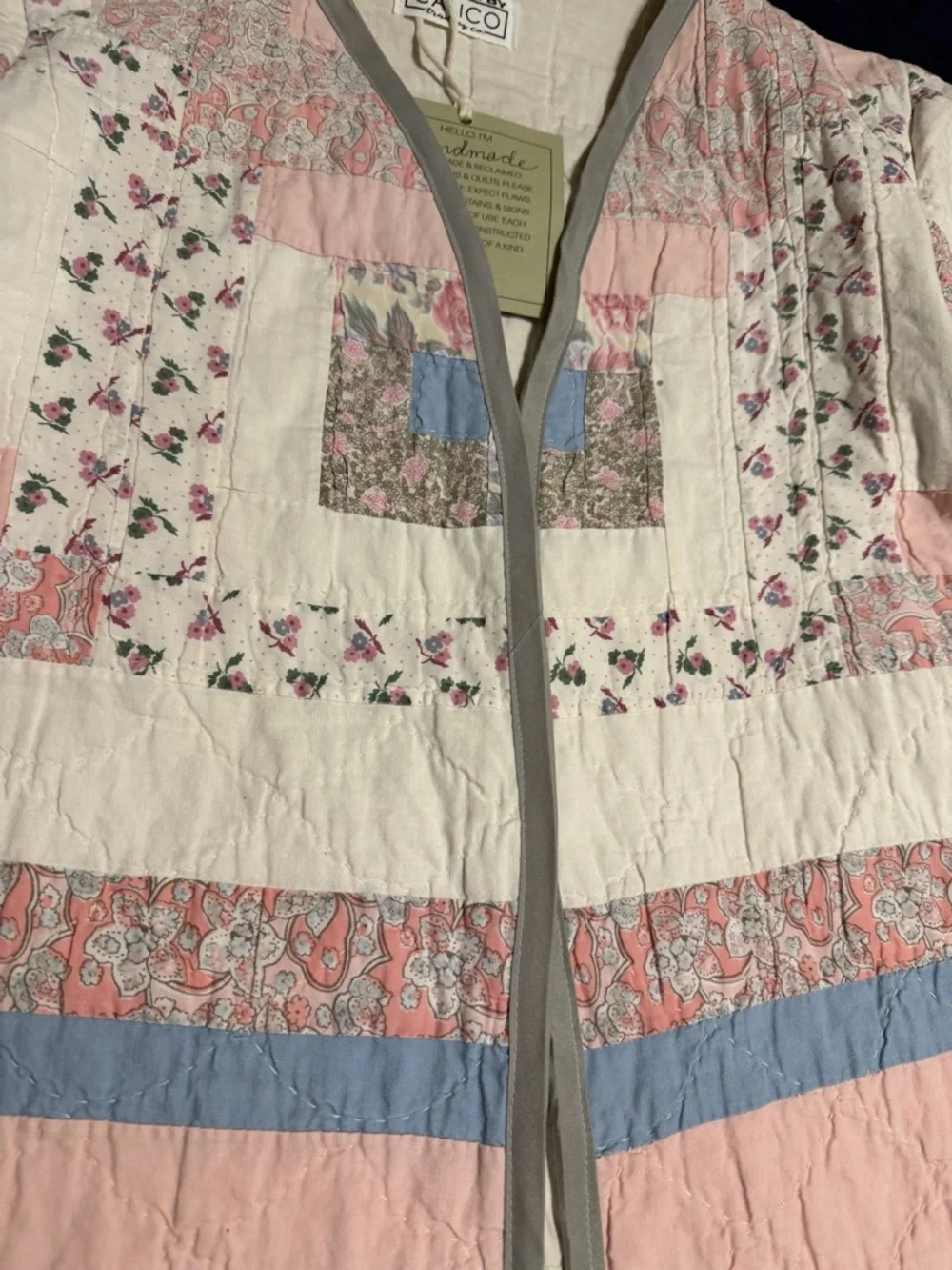 Final Sale! Bundle! ✨Vintage✨ Cottagecore Patchwork Quilted Jacket -Pink & Blue - Picture 8 of 13